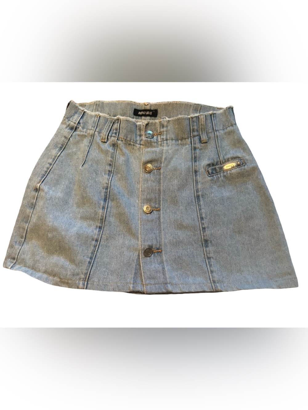 MINI Temptation vintage denim button-front light washed skirt women’s size 0/2